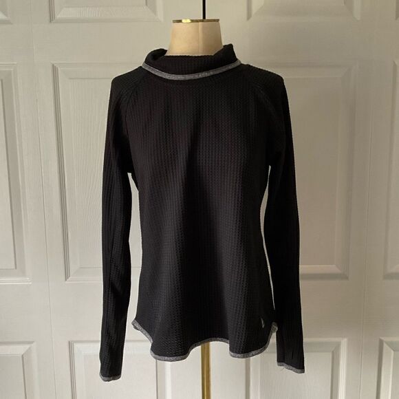 RBX Womens Black Waffle Knit Long Sleeve Mock Neck Top - Picture 1 of 6